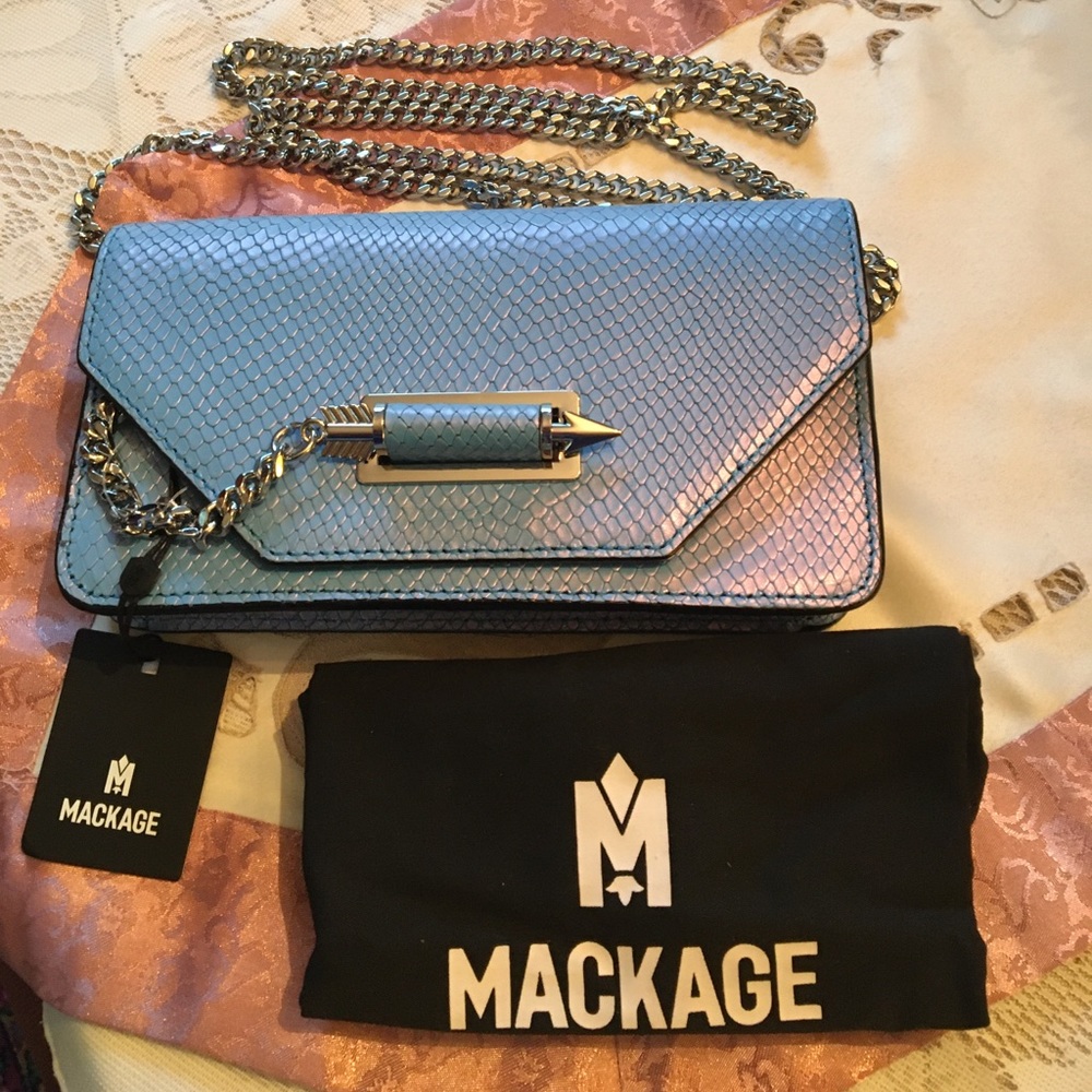 Mackage Mermaid Blue Sky Zoe crossbody clutch